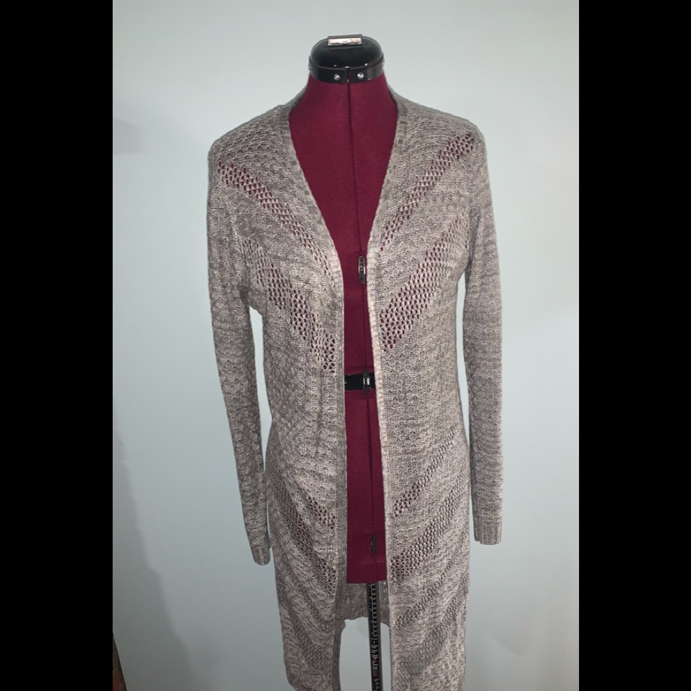 NWT Hooked Up grey long duster sweater size M